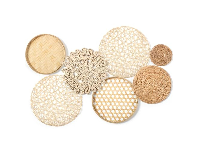 Decoración de pared costera para el hogar, decoraciones de mimbre rústico de bambú