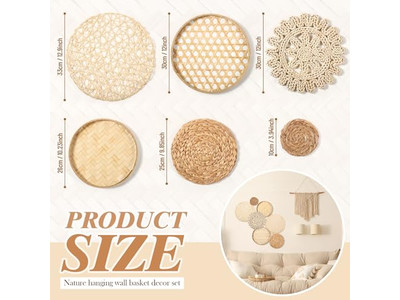 Decoración de pared costera para el hogar, decoraciones de mimbre rústico de bambú