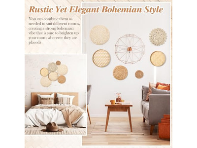 Decoración de pared costera para el hogar, decoraciones de mimbre rústico de bambú