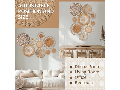 Decoraciones de Ratán para Pared Conjunto de 11 Decoraciones de Cestas Empaque Personalizable