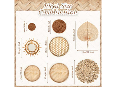 Decoración de cestas de pared con decoración azul de arte africano de bambú