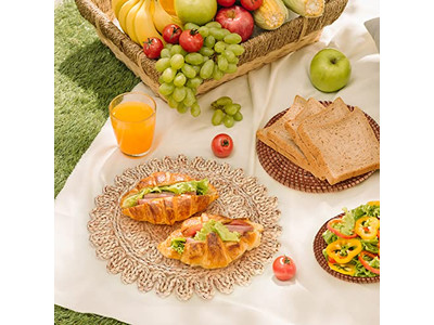 Decoración de cestas de pared con decoración azul de arte africano de bambú